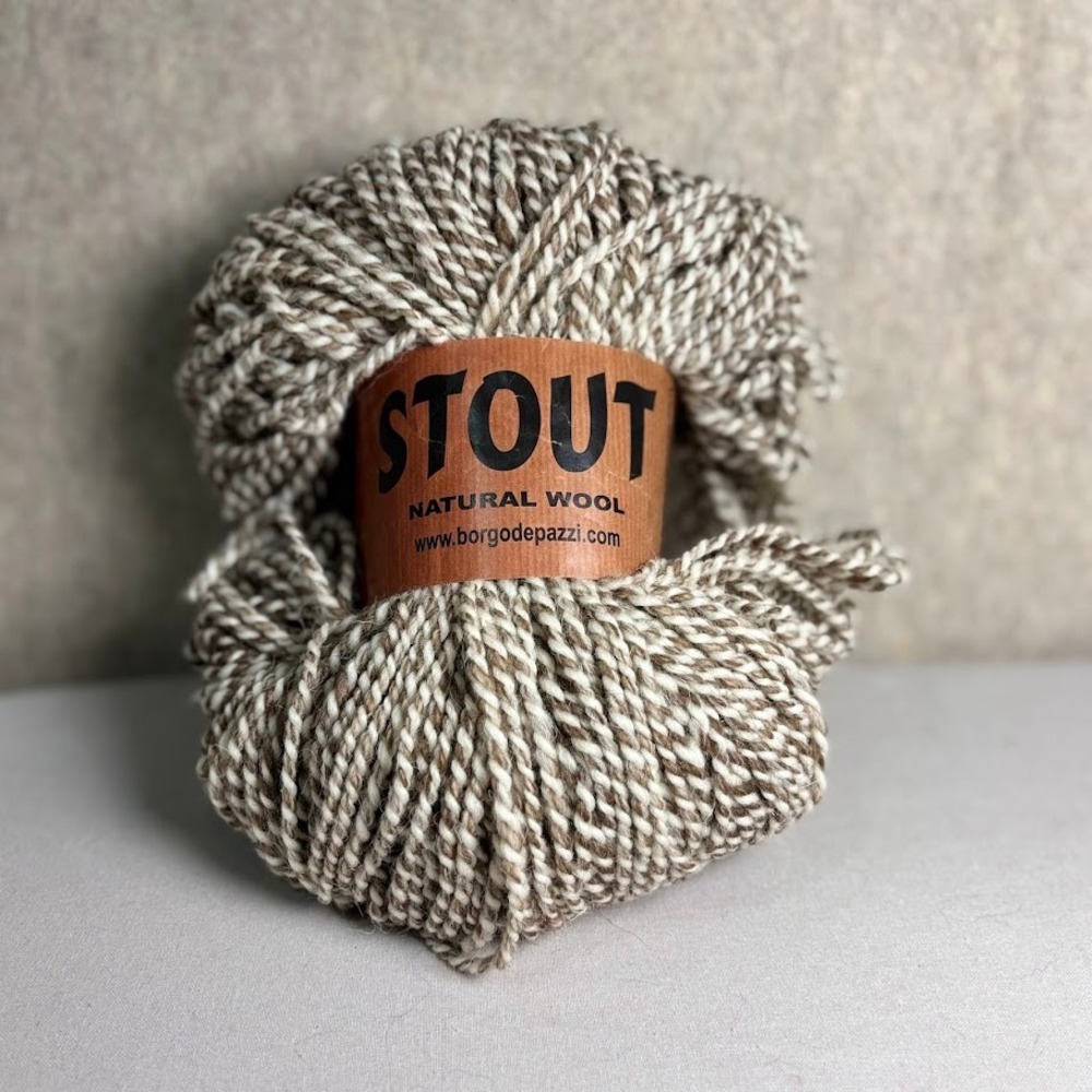 Borgo de' Pazzi Stout Yarn 200g Brown Cream 100% Virgin Wool Bulky Italy Crochet